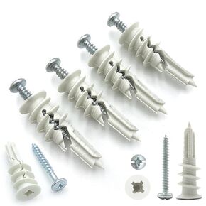 60PCS #8 Self Drilling Drywall Plastic Anchors and Screws Kit #8 x 1-1/4" - Self-Tapping Threaded Sheetrock Wall Anchors for Drywall Holds Up to 75lbs Hanging and Mounting– No Drill Hole Required