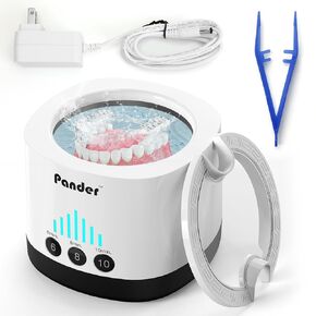 Ultrasonic Jewelry Cleaner, PANDER 48kHz Professional Portable Ultrasonic Retainer Cleaner with 3 Modes Digital Timer for Dental Retainers, Dentures,Dental Guards, Watches, Rings, Household Use