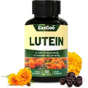 Lutein Supplements for Eyes, Lutein 20mg, Lutein and Zeaxanthin Supplements, Eye Supplements, Eyestrain Relief & Support Vision Health, Vegan, 60 Softgels (Pack of 2)