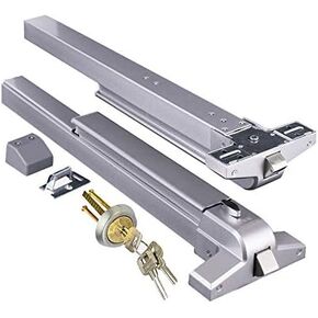 Door Push Bar Panic Exit Device with Exterior Lever Emergency Lock Stainless Steel Commercial Door Push Bar Emergency Panic Exit Bar Handle Door Hardware for Metal Wood Door