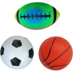7" Safe Inflatable Sports Balls (Random Color) for Kids Indoor Outdoor Soccer Ball, Basketball, Football with Pump