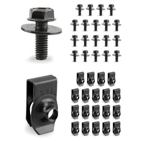M6-1.0 Extruded U Nuts & Body Bolts Kits Fit for GM Ford Chevy Buick Chrysler Cadillac Body Fender Bumper Radiator Hood Shield Panel Replace 11503834 11503714 11503716 40 Pcs