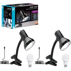 مصباح مكتب Xtricity LED، معقوفة قابلة للتعديل 360 درجة، مصباح للمنزل والمكتب مع لمبة 7 وات A19، 120 فولت، مفتاح تشغيل/إيقاف، ارتفاع 14 بوصة - مصابيح قراءة لطاولة بجانب السرير، مسكن جامعي (لمسة نهائية سوداء) in Kuwait