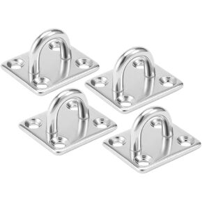 uxcell 316 Stainless Steel 5mm Thick Ring Square Sail Shade Pad Eye Plate Boat Rigging 4pcs