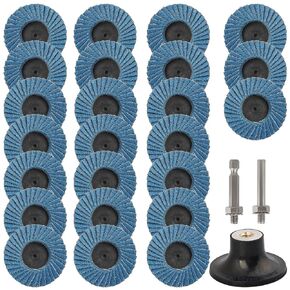 24 Pcs 2 Inch Flap Disc Set, Flat Flap Discs Roll Lock Sanding Disc 40 60 80 120Grit, Sander Disc with 1/4 Inch Holder for Angle Grinder Rust Removal