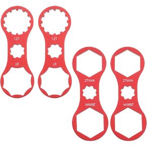 4Pcs Bicycle Front Fork Repair Tool Double Head Front Fork Cap Wrenchs Suitable for XCR/XCM/XCT/RST Mountain Bikes/Road Bikes Front Cap, Red