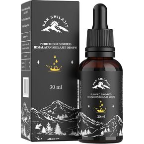 Natural Dried Himalayan Shilajit Liquid Drops, Most Premium & Potent Gold Graded Shilajit Drops Above 17000FT Directly from The Source (30ML Pack), Rich in Fulvic Acid Humic Acid