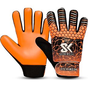 Soccer Goalie Gloves Youth, Football Goalkeeper Gloves for Kids Boys Youth Children Double Wrist Protection Along 4mm Super Grip Palm