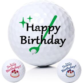 Happy Birthday Golf Ball Birthday Novelty Golfer Present for Dad or Golfing Fan One Standard Size Unit 3 Pcs