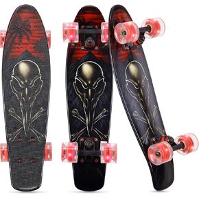 Tony Hawk 22" Complete Cruiser Skateboard, 9-ply Maple Deck Skateboard for Cruising, Carving, Tricks and Downhill, Crossbone