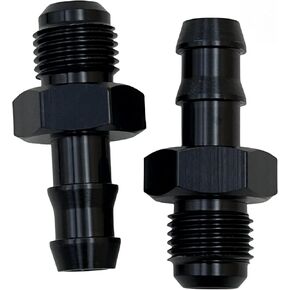 PACK OF 2, Aluminum Barb fittings -6AN Flare to 3/8"NPT Hose Barb Fittings Adapter for Fuel hose Line AN6 Male to 3/8" Push On Barb Connector Black Straight