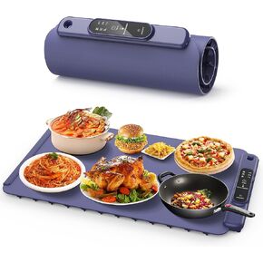 Warming Mat for Food - Full Surface Heating, Rollable Food Warming Mat & Premium Silicone Nano-Material,3 Temperature Settings,Food Warmers for Parties, Suit for Family Gatherings, Sabbath, Holidays