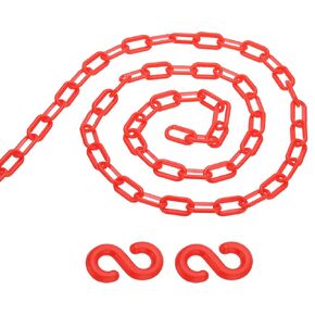 PATIKIL 2Pcs Total 26Ft Plastic Chain Barrier, Safety Link Chain with 4 S-Hooks for Crowd Control Driveway Elevator Parking Lot, Red White