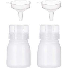 4 Pack Plastic Condiment Squeeze Bottles, Porous Squeeze Bottles for Sauces, Refillable Kitchen Squeeze Bottles Dispenser Container for Ketchup, Syrups, Oils - 5 nozzle 13oz with 4 Funnels