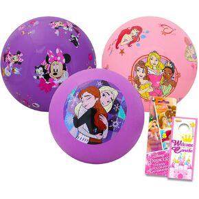 Disney Frozen Princess Playground Ball Set - Bundle with 3 Textured Disney Playground Balls Featuring Frozen, Minnie Mouse, Disney Princess (2 Large, 1 Medium)