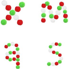 300 Pcs Pom Poms ,0.39INCH Pom Poms Arts and Crafts,Pom Poms Balls for Christmas Decorations,DIY,Crafts, Kids (Red,Green,White)