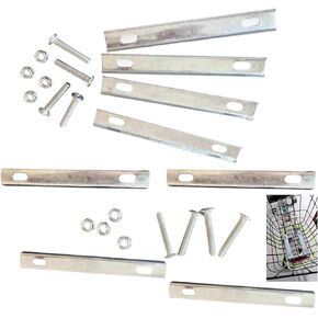 2 Set Rear Bike Basket Mounting Bracket Holder with Mount Screws Nuts Long Bolts Iron Fixing Plate Kits for Bicycle Cargo Rack Wire Baskets Installation Replacement Repair