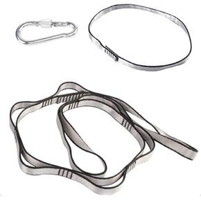 Aokitec Daisy Chains Climbing Strap Strap Rope Yoga Pilates Stretching StrapsMulti-Loop Climber Strength Daisy Chains, 1 Safety Carabiner with Twist Lock System and 1 Connecting Rope