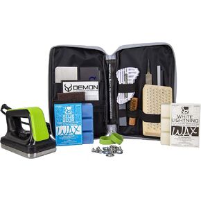 DEMON UNITED Demon Mechanic Plus Ski Tuning Kit & Snowboard Tuning Kit with Ski Wax Iron, Ski and Snowboard Wax- Demon Ski and Snowboard Tune Up Kit, Black
