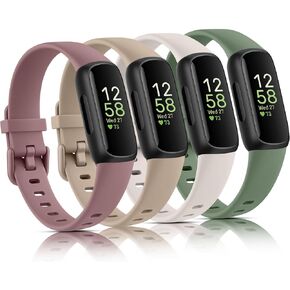 Vancle 4 Pack Bands Compatible with Fitbit Inspire 3 Bands for Women Men, Sport Silicone Adjustable Replacement Straps for Fitbit Inspire 3 Fitness Tracke