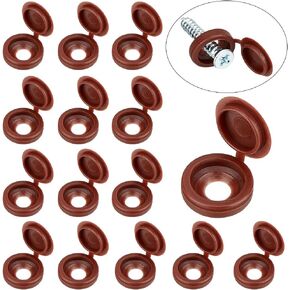 GORGECRAFT 1 Box 150Pcs Plastic Hinged Screw Covers Caps 0.22"/5.5mm Screw Snap Caps Folding Shutter Decorative Washer Cover Flip Tops for Covering Screw Heads Screw Protection Furniture Coconut Brown