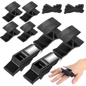 2 Sets Referee Whistle with Flip Grip Coach Finger Whistles with Fingers Holder Football Soccer Hand Held Whistle Metallic Loud Sports Whistle with Rubber Sleeve for Coaches Polices