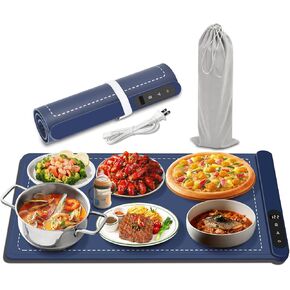 Electric Warming Tray- Graphene Food Warming Mat with Fast Full Surface Heating, 6 Level Adjustable Temperature & 6 Hours Timer Function, Versatile Silicone Warming Mat for Parties, Gatherings
