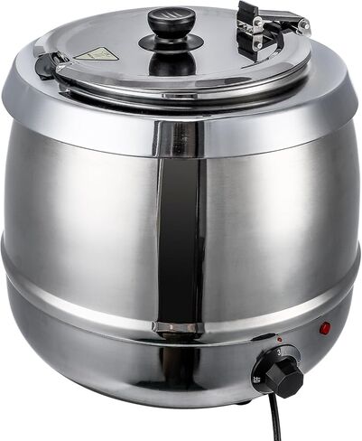 Silver Stainless Steel Commercial Grade Soup Warmer Temperature Control Feature, 10.5 10.5Qts with Stainless Steel Insert Pot and Spoon for Restaurants, Catering Events, and Family Gatherings in Kuwait