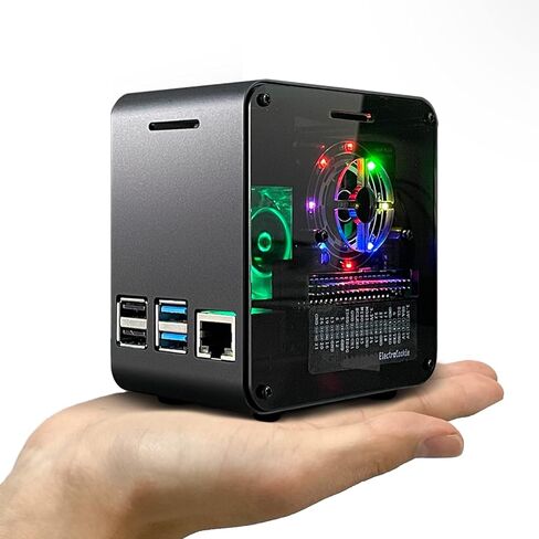 ElectroCookie Raspberry Pi 4 Case, Miniature Desktop Aluminum Case with Cooling Fan and Color Changing Ambient Light (Matte Black & Neon) in Saudi Arabia