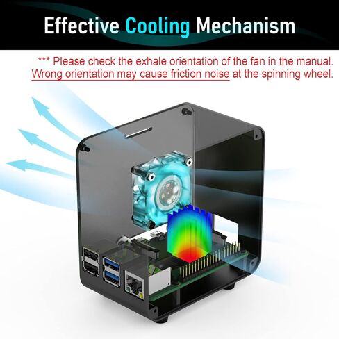 ElectroCookie Raspberry Pi 4 Case, Miniature Desktop Aluminum Case with Cooling Fan and Color Changing Ambient Light (Matte Black & Neon) in Saudi Arabia