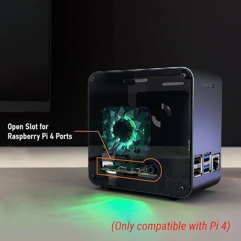 ElectroCookie Raspberry Pi 4 Case, Miniature Desktop Aluminum Case with Cooling Fan and Color Changing Ambient Light (Matte Black & Neon) in Saudi Arabia