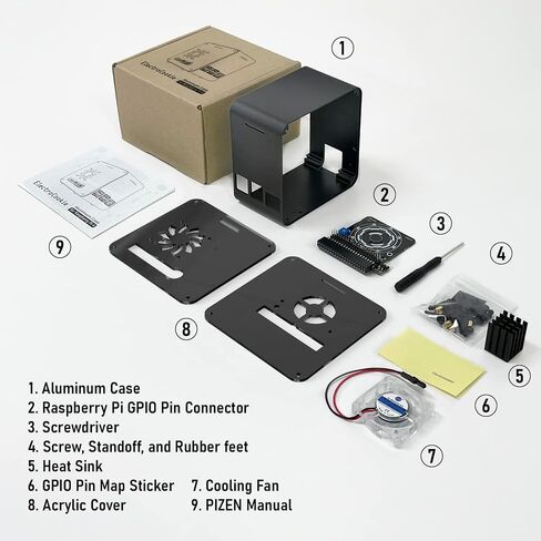 ElectroCookie Raspberry Pi 4 Case, Miniature Desktop Aluminum Case with Cooling Fan and Color Changing Ambient Light (Matte Black & Neon) in Saudi Arabia