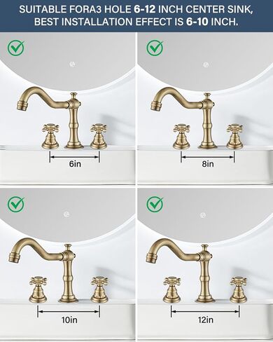 Votamuta الحمام بالوعة الحنفية النفط يفرك الحنفيات الحمام البرونزية لبالوعة 3 حفرة 8 بوصة 2 مقابض صنبور واسع النطاق لبالوعة الحمام الغرور صنبور مع تجاوز استنزاف المنبثقة وخطوط المياه in Kuwait