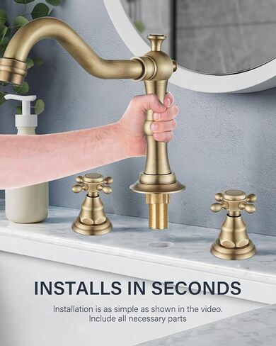 Votamuta الحمام بالوعة الحنفية النفط يفرك الحنفيات الحمام البرونزية لبالوعة 3 حفرة 8 بوصة 2 مقابض صنبور واسع النطاق لبالوعة الحمام الغرور صنبور مع تجاوز استنزاف المنبثقة وخطوط المياه in Kuwait