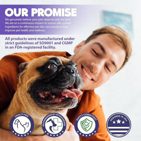 بخاخ لعلاج البقع الساخنة وتخفيف الحكة للكلاب والقطط، بخاخ علاج للحيوانات الأليفة للحكة والجلد المتهيج والحساسية والطفح الجلدي - العناية بالجروح بدون ألم ورذاذ آمن لللعق لجميع الحيوانات (3.4 أونصة سائلة) in Kuwait
