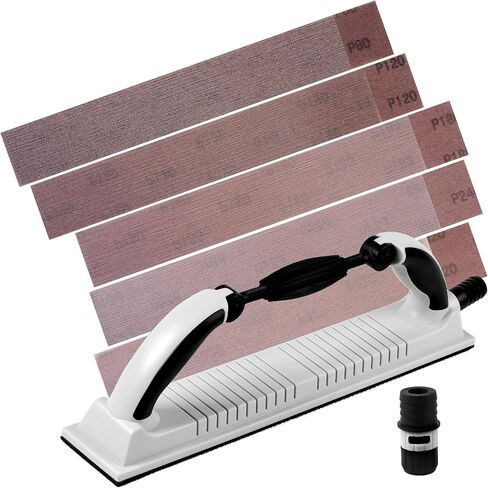 2-3/4" x 15-3/4" Adjustable Flex Longboard Hand Sanding File Block with Hook & Loop Backing Include 10PCS Mesh Sandpaper- Use Continuous Rolls or Sandpaper Sheets for Automotive, Woodworking in Saudi Arabia