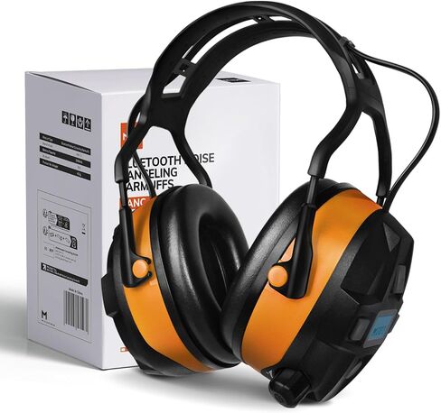 Bluetooth 5.0 Hearing Protection Rechargeable Ear Headphones, 29dB NRR Safety Noise Reduction EarMuffs 36H Playtime for Lawn Mower, Construction, Workshops, Mowing With Radio Yellow in Saudi Arabia