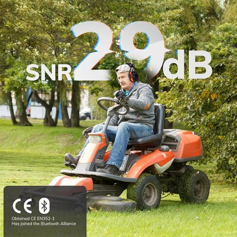 Bluetooth 5.0 Hearing Protection Rechargeable Ear Headphones, 29dB NRR Safety Noise Reduction EarMuffs 36H Playtime for Lawn Mower, Construction, Workshops, Mowing With Radio Yellow in Saudi Arabia