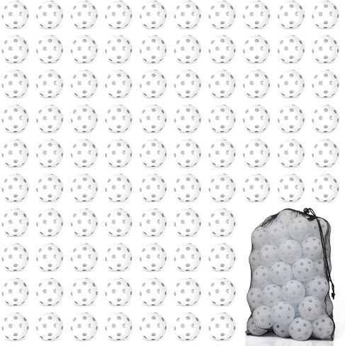 Coopay 12/100 Pack Baseball Practice Baseballs Plastic Hollow Soft Balls with a Drawstring Bag for Hitting, Baseball Training Indoor Outdoor Use in Kuwait