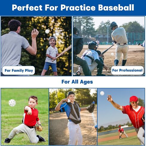 Coopay 12/100 Pack Baseball Practice Baseballs Plastic Hollow Soft Balls with a Drawstring Bag for Hitting, Baseball Training Indoor Outdoor Use in Kuwait