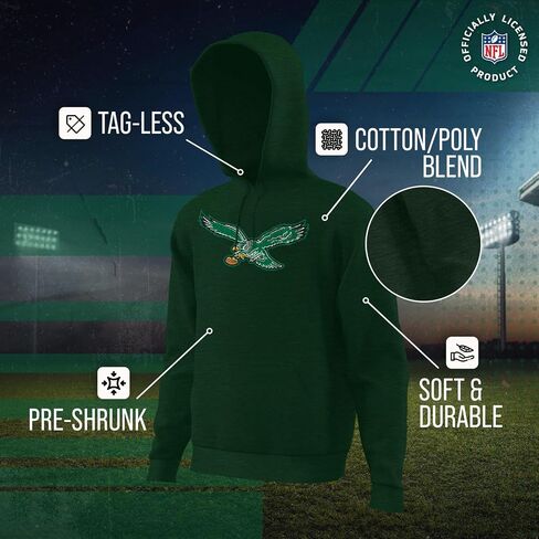 Team Fan Apparel NFL Adult Unisex Modern Throwback Ultra Soft Fleece Hooded Sweatshirt, Heathered Football Hoodie in Saudi Arabia