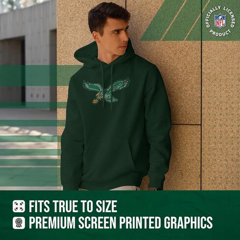 Team Fan Apparel NFL Adult Unisex Modern Throwback Ultra Soft Fleece Hooded Sweatshirt, Heathered Football Hoodie in Saudi Arabia