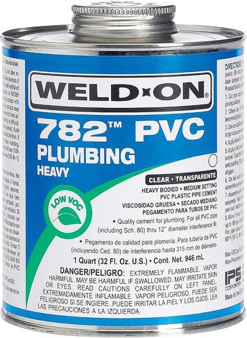 Weld-On 14019 782 PVC Heavy-Bodied High Strength Plumbing Solvent Cement - Medium-Setting and Low-VOC, Clear, 1/4 Pint (4 fl oz) in Kuwait