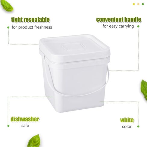 Suzile 10 Pcs 2.2 Gallon Plastic Bucket with Lid Square Bucket 10L Utility Industrial Pail with Handle Food Grade Container for Food Oil Tub Water Fishing Paint House Cleaning Car Washing(Black) in Saudi Arabia