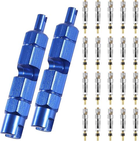 2 حزمة صمام الأساسية أداة إزالة دراجة سبيكة صمام الأساسية تشديد أداة مع 20 قطعة لصمام بريستا النوى أغطية صمام النحاس لتطبيق دراجة دراجة الإطارات - الأزرق in Kuwait