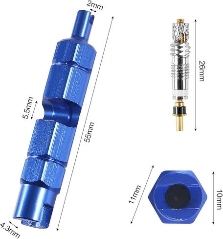 2 حزمة صمام الأساسية أداة إزالة دراجة سبيكة صمام الأساسية تشديد أداة مع 20 قطعة لصمام بريستا النوى أغطية صمام النحاس لتطبيق دراجة دراجة الإطارات - الأزرق in Kuwait