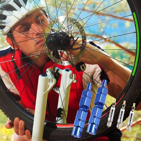 2 حزمة صمام الأساسية أداة إزالة دراجة سبيكة صمام الأساسية تشديد أداة مع 20 قطعة لصمام بريستا النوى أغطية صمام النحاس لتطبيق دراجة دراجة الإطارات - الأزرق in Kuwait