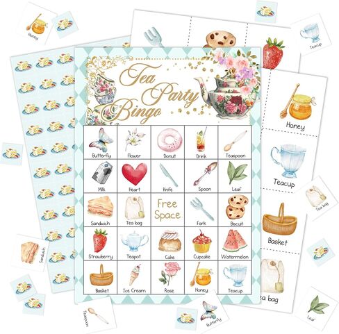 Tea Party Bingo Game Cards, Garden Tea Party Decor, Tea Party Favors, Bachelorette Party Activities, Bridal Shower Party Supplies for Adults Friends Family, Holiday Gathering Bingo Cards -13 in Saudi Arabia