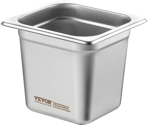 VEVOR 6 عبوات من مقالي الفنادق العميقة مقاس 4 بوصات، مقلاة طاولة بخار مقاس 1/3، مقاس 22، سمك 0.8 مم، مقلاة طاولة بخار تجارية من الفولاذ المقاوم للصدأ، وعاء تخزين الطعام in Saudi Arabia