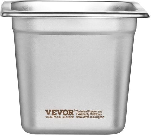 VEVOR 6 عبوات من مقالي الفنادق العميقة مقاس 4 بوصات، مقلاة طاولة بخار مقاس 1/3، مقاس 22، سمك 0.8 مم، مقلاة طاولة بخار تجارية من الفولاذ المقاوم للصدأ، وعاء تخزين الطعام in Saudi Arabia